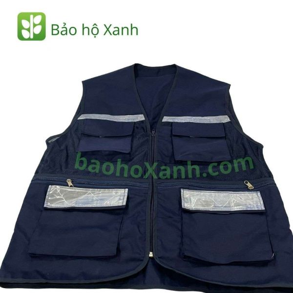 Áo Bảo Hộ Phản Quang Vải Kaki Đạt Chuẩn TCVN 1 áo bảo hộ có vạch phản quang màu xanh