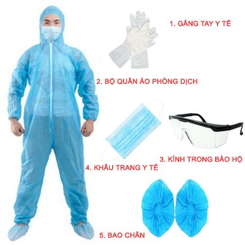 Bộ Quần Áo Bảo Hộ Y Tế Liền Quần Dùng Một Lần 1 Áo quần bảo hộ y tế