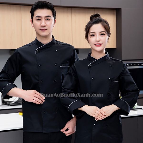 Quần Áo Đầu Bếp Đen Sang Trọng Tinh Tế Trong Nhà Hàng - QADB00038 1 Quần Áo Đầu Bếp Tinh Tế
