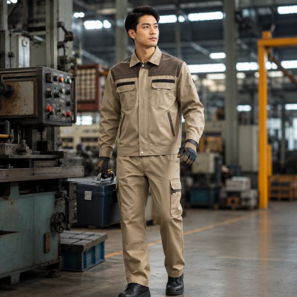 Đồng Phục Bảo Hộ Nhân Viên Vệ Sinh Môi Trường Chống Thấm Nước Đi Mưa Nhẹ, Trượt Nước Nhanh - QDBH00226 4 Đồng Phục Bảo Hộ Nhân Viên Vải Kaki